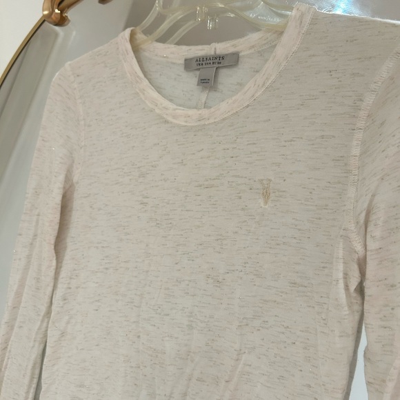 All Saints Heather Cream Long Sleeve Top - Picture 2 of 3